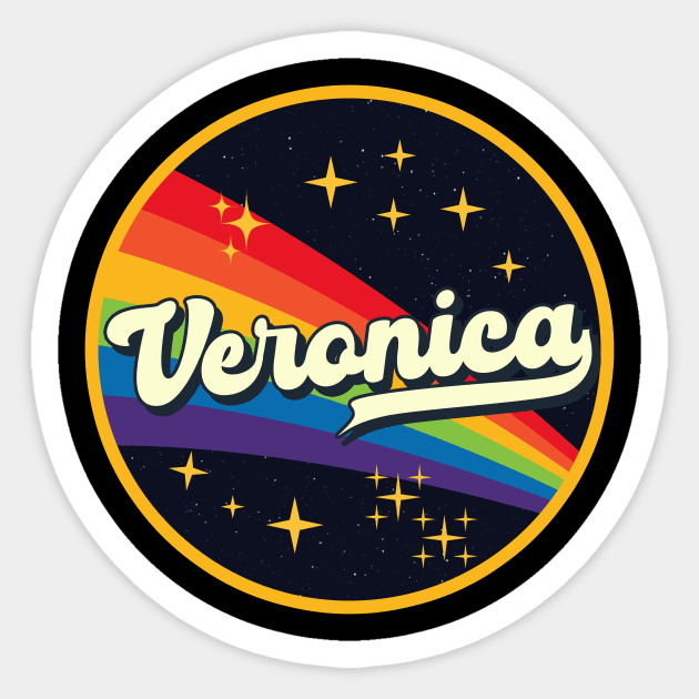 Veronica // Rainbow In Space Vintage Style Sticker by LMW Art